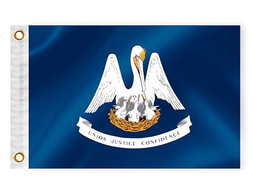 Louisiana State Boat Nautical Flag 12x18 Inch Double Sided 3 Ply LA Marine Flag Nylon Small Yacht Sail Pontoon Boat ATV Bike Truck Motorcycle Banner Brass Grommets Patriotic Outside(LA)