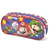 Estojo de Tecido, Super Mario Bros, 1 Zíper, Vermelho - Luxcel