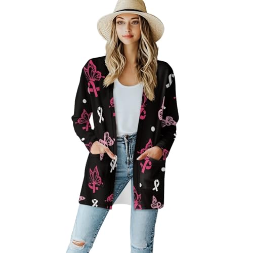 Image of Women's Lightweight Cardigans with Pockets Trendy Long Sleeve Open Front Cardigan Casual Tops Jackets Fall Oufits S-2XL