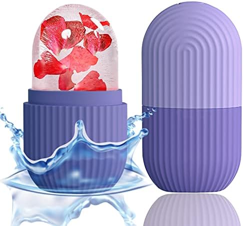 XHJRI Ice Face Roller Massager,Ice Cube Roller for Face, Eyes and Neck Naturally Conditioning and Skin Care,De-Puff Eye Bags,Reduce Migraine Pain,Reusable Massage Silicone Ice Mold (Purple)