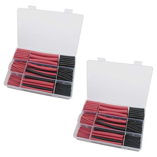 Tubes thermorétractables 3:1 étanches noir et rouge en lot de 260 pièces
