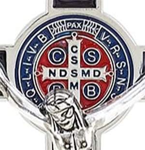 Miniatura 4 de Colgante de crucifijo de San Benito con acento plateado y esmalte negro, 3 pulgadas, Esmalte Metal, No es una piedra preciosa