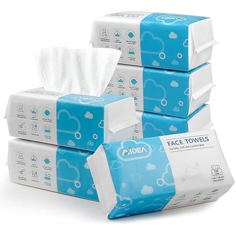 AlDEA Face Towels Disposable-600Ct, Clean Facial Towels, Face Towelettes for Sensitive Skin, Clean Facial Wipes for Makeup Removing, Facial Cleansing, Travel, Dry Wipes Face Cloths Cover