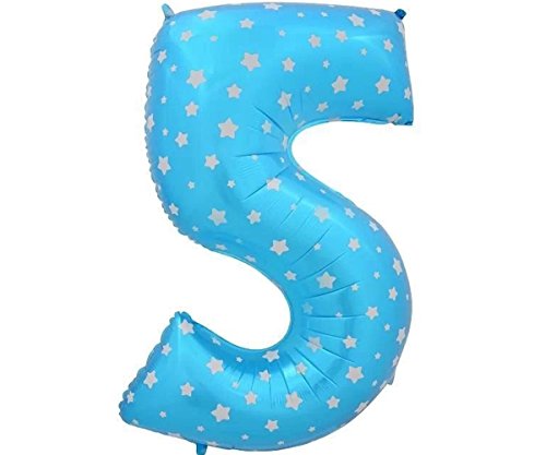 Image of AMFIN 17 inch 5 Number Foil Balloon, Birthday Decoration Items [Helium Supported] - Blue