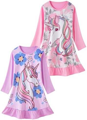 Arshiner Nachtjapon meisjes korte mouwen pyjama kinderen slaapjurk kat eenhoorn ronde hals nachtjurk 4-12 jaar, roze strepen, 7-8 Jaar