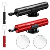2 Stück Gurtschneider Notfallhammer, 2 In 1 Auto Sicherheitshammer, Autoscheiben Zertrümmerer aus Wolframstahl Glasbrecher für PKW Bus Taxi Inkl, Rettungspfeifen & Übungsglas (Schwarz/Rot)