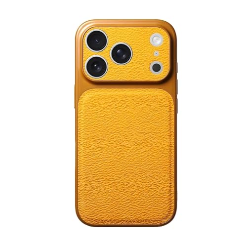 GAOLINGS Transformed into 17 Pro Max Style Case Texture,V-Pattern Leather Texture Air All-Inclusive Case for iPhone 17 Pro Max,Candy Colors,Military-Grade Protection(Yellow,Apple17promax)