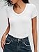 ANRABESS Bodysuits for Women V Neck Short Sleeve Body Suit Tops Slim Fit Ribbed Knit Soft Basic T-Shirts 2026 Summer Outfits White Medium