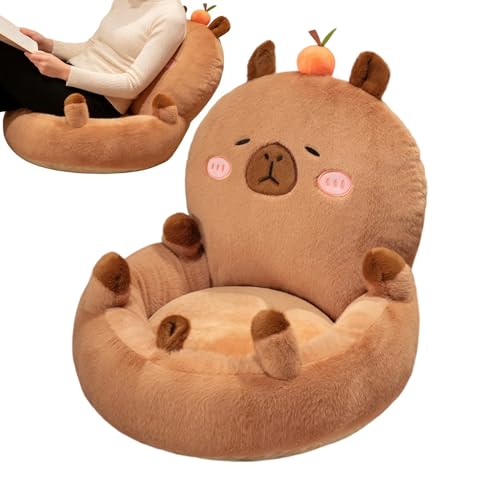 Generisch Cojín de asiento Capybara, bonito asiento de felpa con respaldo, cojín de suelo de dibujos animados, sofá perezoso, para niñas, mujeres, hogar, oficina, dormitorio, habitación
