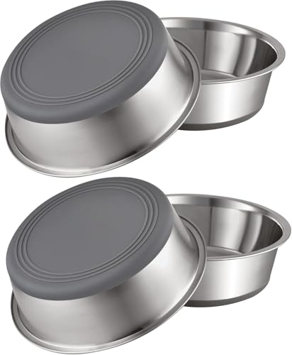 4 Stück Hundenapf Edelstahl, Hundenapf rutschfest mit Silikonboden, Hundenäpfe für Futter und Wasser, Hundeschüssel für Kleine Mittlere Große Hunde, Fressnapf Hund Metall, Dog Bowl (900ML)