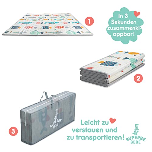 Baby Speelmat 180x200x1.5cm XXL Omkeerbare Foam Vloermat - Baby Speeltapijt - Zintuiglijke Ontwikkeling Speelkleed Cadeau Schatje (G) - Afbeelding 6
