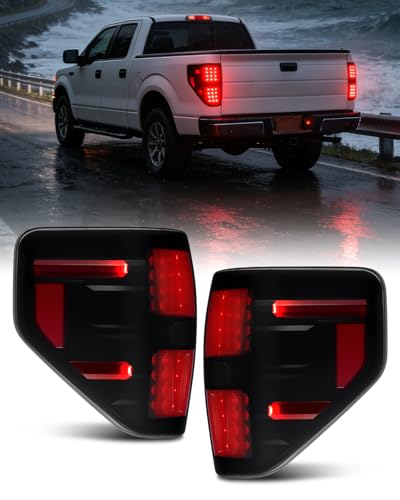 SPBREW Full LED Tail Lights Assembly for Ford F150 2009 2010 2011 2012 2013 2014 Bright Smoked Tail Light Replacement IP67 Waterproof Plug & Play Tail lights LED Rear Taillight 2009-2014 1Pair