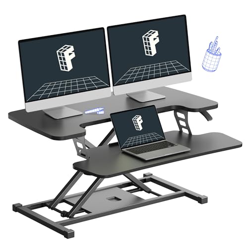 FLEXISPOT 32-inch Height Adjustable Standing Desk Converter, Quick Sit to