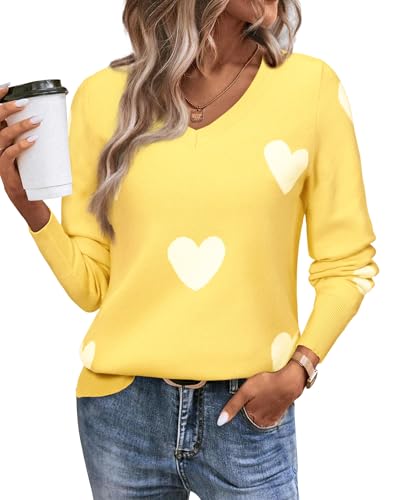 Image of Women's Spring Sweaters 2026 Casual Long Sleeve Pullover V Neck Lightweight Sweatshirts Cute Blouse Tops