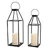 HPC Decor 2PCS Solar Lanterns for Outdoor Decor 18in 15in Black Metal Candle Lanterns wWaterproof Solar Powered Candles Modern Farmhouse Hanging Lanterns Decor for Front PorchYard Garden Patio