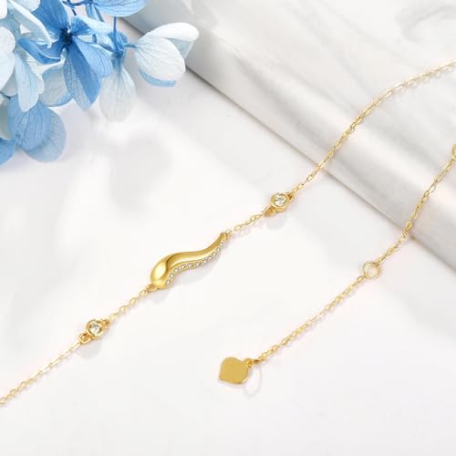 14k Real Gold Animal/Italian Horn/Sun/Mom Bracelet Cute Bracelets For Women Girls Christmas Birthday Valentine'S Day Gift3