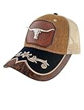 TOPACC Brown Cowboy Trucker Hat for Women Men Longhorn Vintage Western Country Hat Cute Cap for Cowgirl Outfit