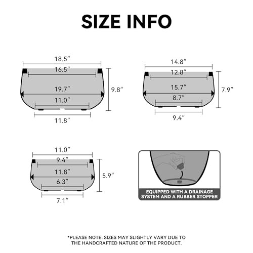 Kante 19.7,15.7,11.8 Inch-Dia Round Concrete Bonsai Planter with Drainage Hole, Large Plant Pot for Indoor Outdoor Plants, Suitable for Patio, Garden, Home, Charcoal by Kante - Image 2