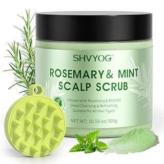 Scalp Scrub, SHVYOG Rosemary Scalp Exfoliator, Promote Hair Growth, for Dandruff Prone Oily Hair & Dry, Itchy Scalp, Hair Treatment Nourishing Detox Hair Care with Scalp Massager 10.58oz /300g