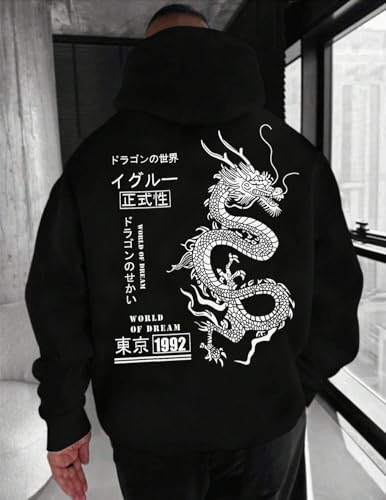 UOUA Men's Graphic Quarter Zip Hoodies Casual Long Sleeve Drop Shoulder Sweatshirt Pullover Streetwear Top3