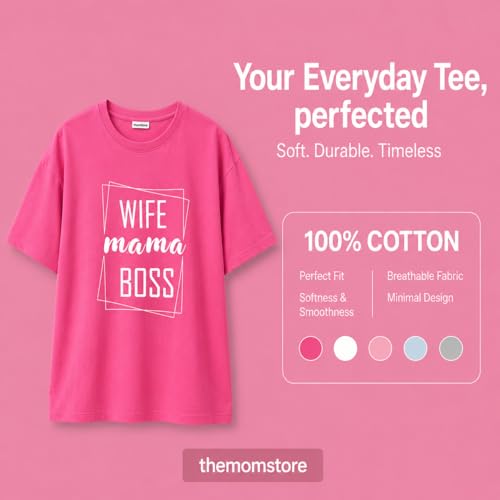 Image of The Mom Store Mom T-Shirt | Cotton | Pre and Post Pregnancy | Quirky Statements | Comfortable | Oversized