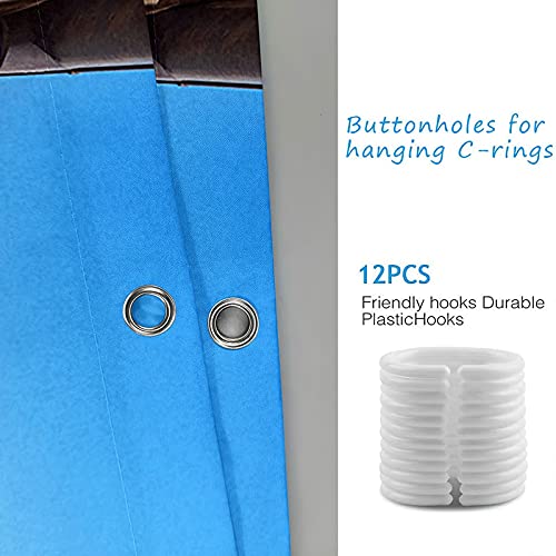 Rideau de douche anti-moisissure KnSam en polyester imperméable bleu 180x200 cm - 5