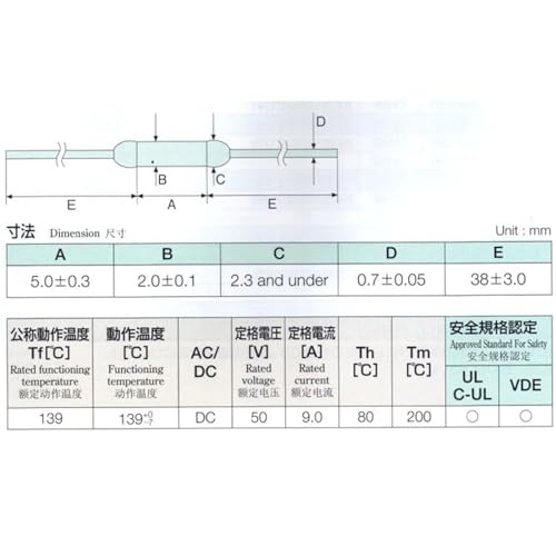 Fusible thermique T6D pour réparation de petit électroménager 50V CC lot de 5 - 4