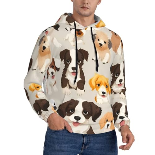 Sweat à capuche imprimé race de chien homme pour look décontracté