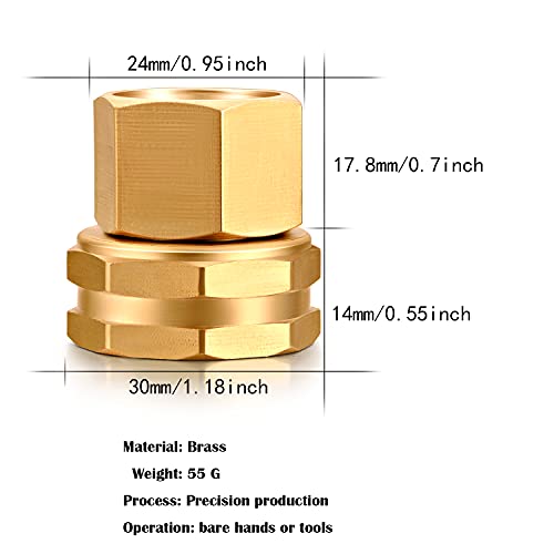 Solid Brass Heavy Duty Dual Water Hose Connector - 3/4" GHT Female to 1/2" NPT Female, 2pcs