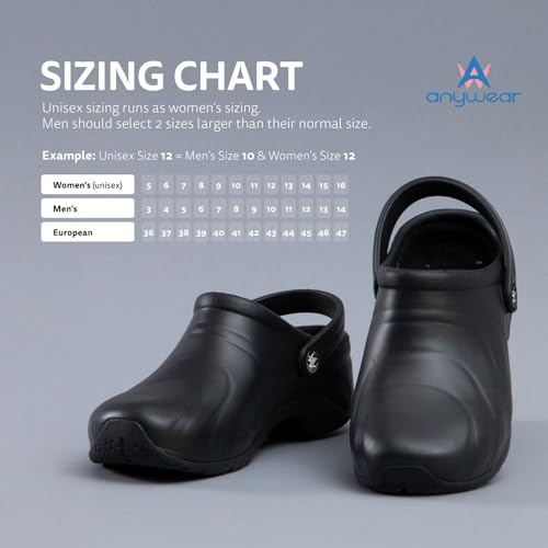 Image of Anywear Zone Clogs - Water Resistant EVA Non Slip Work Shoes Women - Slip Resistant Work Shoes for Women - Nursing Clogs with Back Strap - Arch Support with Swivel Strap - Lightweight & Easy to Clean
