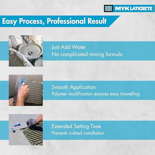 Image of MYK LATICRETE Tile Adhesive 325 High Flex White (20 KG) | Ideal for Floor & Wall |Interior & Exterior Tile Installation | Used for Medium & Large Format Tiles |Used for Glass Mosaics (Swimming Pools)