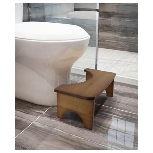 RayLove Taburete de inodoro para adultos, de bambú natural, taburete con almohadilla antideslizante, taburete de baño resistente de 35 grados en forma de C, color marrón, RDE-MTD-ZM-CS-1P
