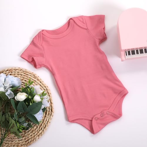 Hillban 24 Pcs Unisex Cotton Short Sleeve Bodysuits Baby Bibs Set for Baby Shower 5