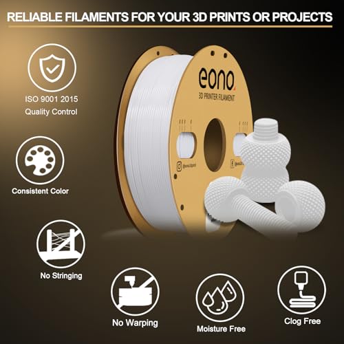 EONO PETG Filament 1,75 mm Stärkere Zähigkeit PETG 3D Drucker Filament 1 kg (2,2 Pfund) Maßgenauigkeit +/- 0,03 mm für FDM 3D Druck, PETG Weiß – Bild 6