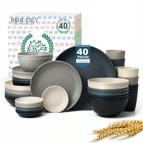 Up to 30% Off Homienly 40-Piece Wheat Straw Dinner Set - Image 2