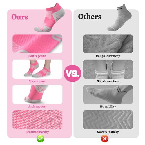 Image of 6 Pairs Compression Socks for Women Ankle Running Socks With Arch Support | Athletic Womens Socks with Heel Tab, Lightweight Cushioned & Breathable for Walking, Running, Workout, Travel, Everyday Wear