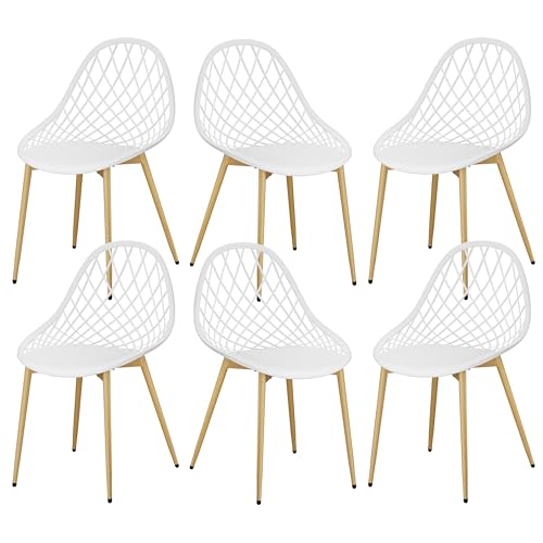 buybyroom Lot de 6 Chaises de Jardin, Chaise de Jardin Exterieur Chaise Exterieur de terrasse, avec Pieds en Métal, pour l'extérieur, la Plage, Le Balcon, la...