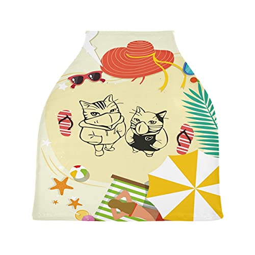 夏のかわいい猫ベビーカーシートカバーキャノピー伸縮性看護カバー幼児用母乳の男の子の女の子のための通気性防風冬のスカーフ