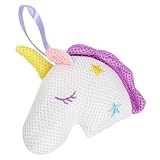 OFFIGAM カートゥーンユニコーンバスシャワースポンジ やわらかい弾力メッシュバスボール 肌に優しい 用 男女兼用 快適グリップ ホワイト