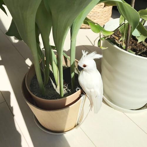 Loros artificiales de 35 cm de espuma y plumas decorativas para el césped 6
