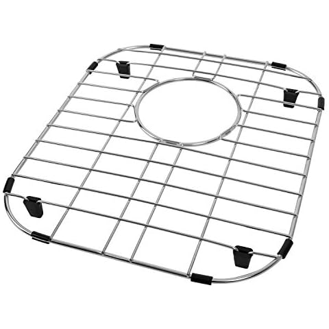 Kitchen Sink Bottom Grid and Sink Protector, Premium Stainless Steel Sink Bottom Grid 13 7/8" x 12 3/16", 50/50 Double Bowl Sink Rack Cover