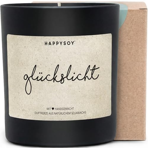Glückslicht - Duftkerze mit Spruch als liebevolle Geschenkidee für Freundin, Aufmunterung & Dankeschön, blumiger Duft, Kerze im Glas