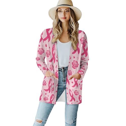 Image of Women's Lightweight Cardigans with Pockets Trendy Long Sleeve Open Front Cardigan Casual Tops Jackets Fall Oufits S-2XL