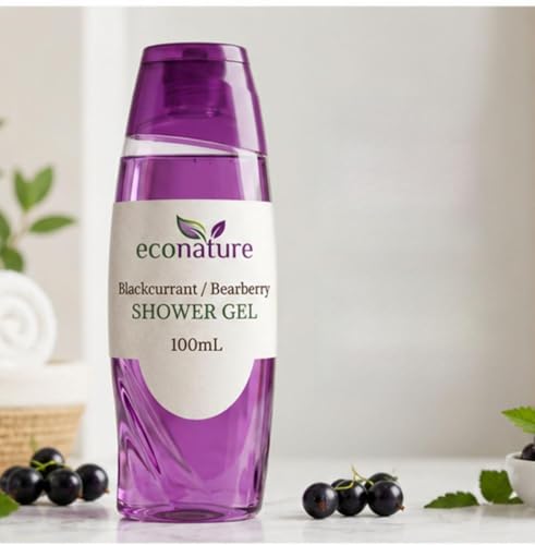 Image of Econature Shower Gel & Body Wash for Men & Women | Peach & Avocado, Mimosa & Neroli Blossom, Blackcurrant & Bearberry Variants | Refreshing & Moisturizing Bath Gel | All Skin Types (Blackcurrent & Bearberry Shower Gel)