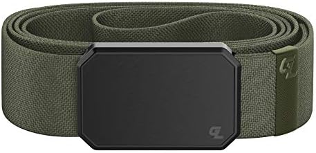 Groove Life Groove Belt Black / Olive - Men's Stretch Nylon Belt with Magnetic Aluminum Buckle, Lifetime Coverage - Small (28-32")