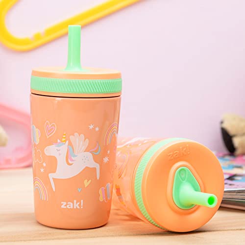 Image of Zak Designs Unicorn Kelso Leak-Proof Toddler Straw Cups, 3pc Set