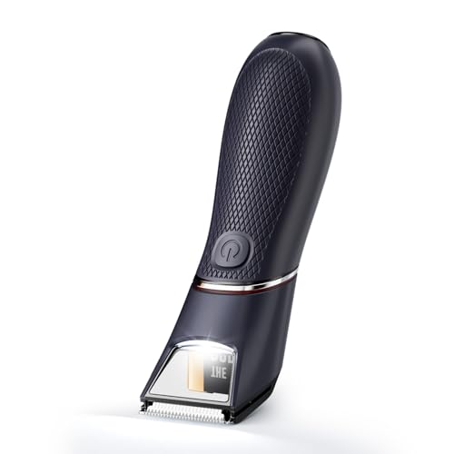 LGTGH Body Hair Trimmer for Men, Pubic Hair Trimmer with Mirror & LED Light, Body Groomer IPX7 Waterproof Wet or Dry Use for Groin/Legs/Chest