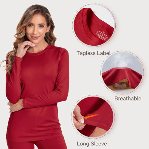 Image of YADIFEN Thermal Underwear for Women Set, Fleece Lined Base Layer