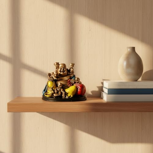 Image of ZAICUS Laughing Buddha Showpiece with Five Children for Home Decor | Feng Shui Buddha Idol for Wealth, & Good Luck | Decorative Statue for Living Room, Office Desk & Gift Item