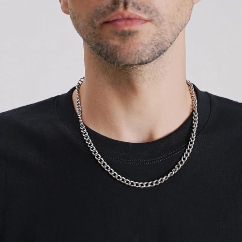 limerencia 6mm Pure Titanium Cuban Link Chain Necklace for Men Women, Lightweight Solid Titanium Hip Hop Necklaces4